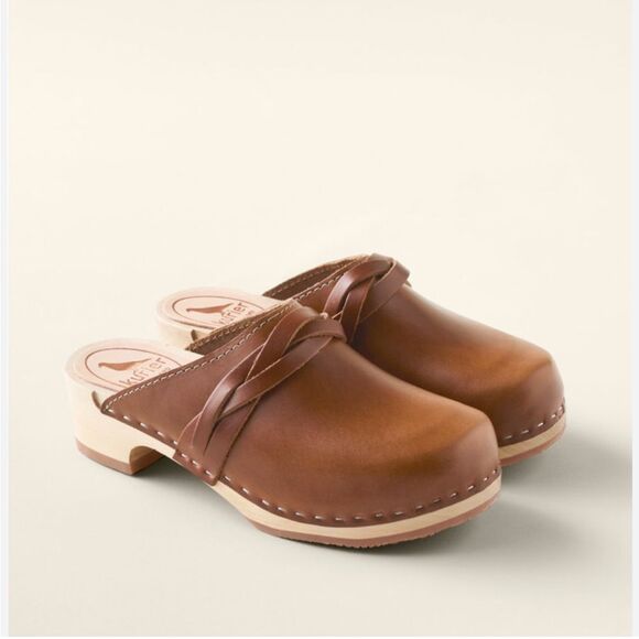 Kurier Portland Maine BFF Low Heel Clogs Brown Leather Wooden Sole- Size 36 - Picture 1 of 9